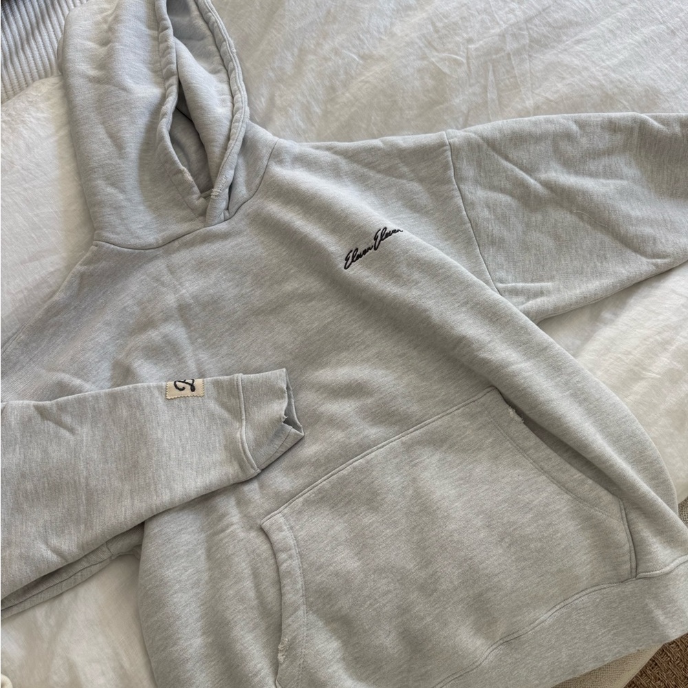 Light Gray Hoodie with Embroidered Signature